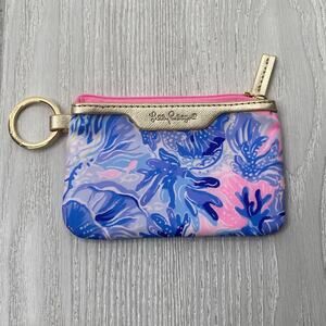 Lilly Pulitzer Pink & Blue Shade Seekers ID Care Coin Purse Mini Wallet